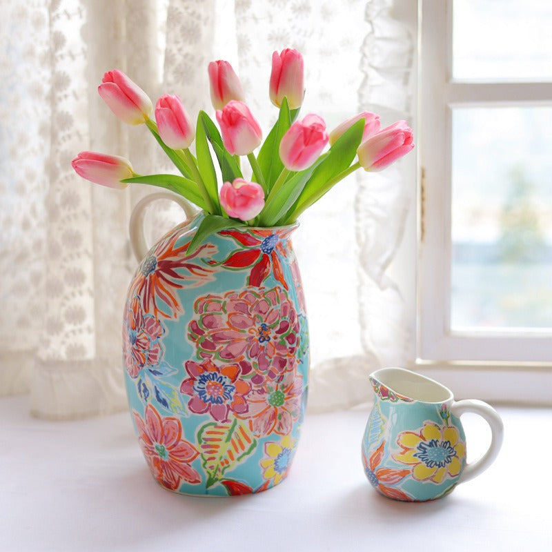Floral Print Ceramic Vase