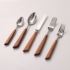 Wood Handle Silver Cutlery Set