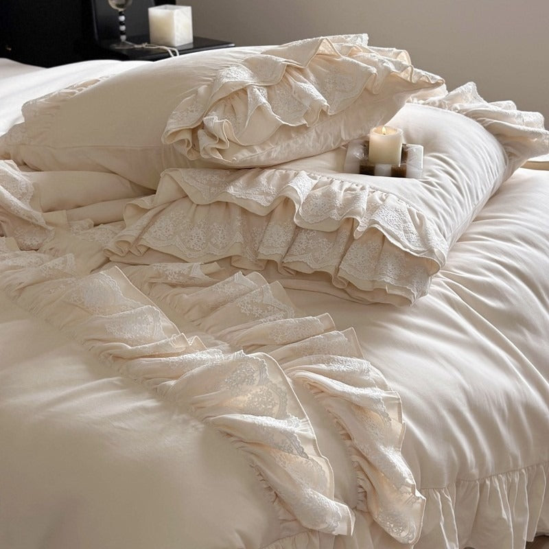 Jasmine Cream Ruffle Bedding Set