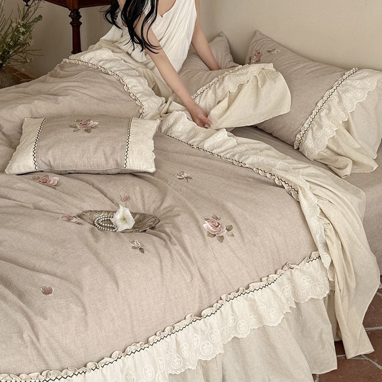 Linen Rose Garden Bedding Set