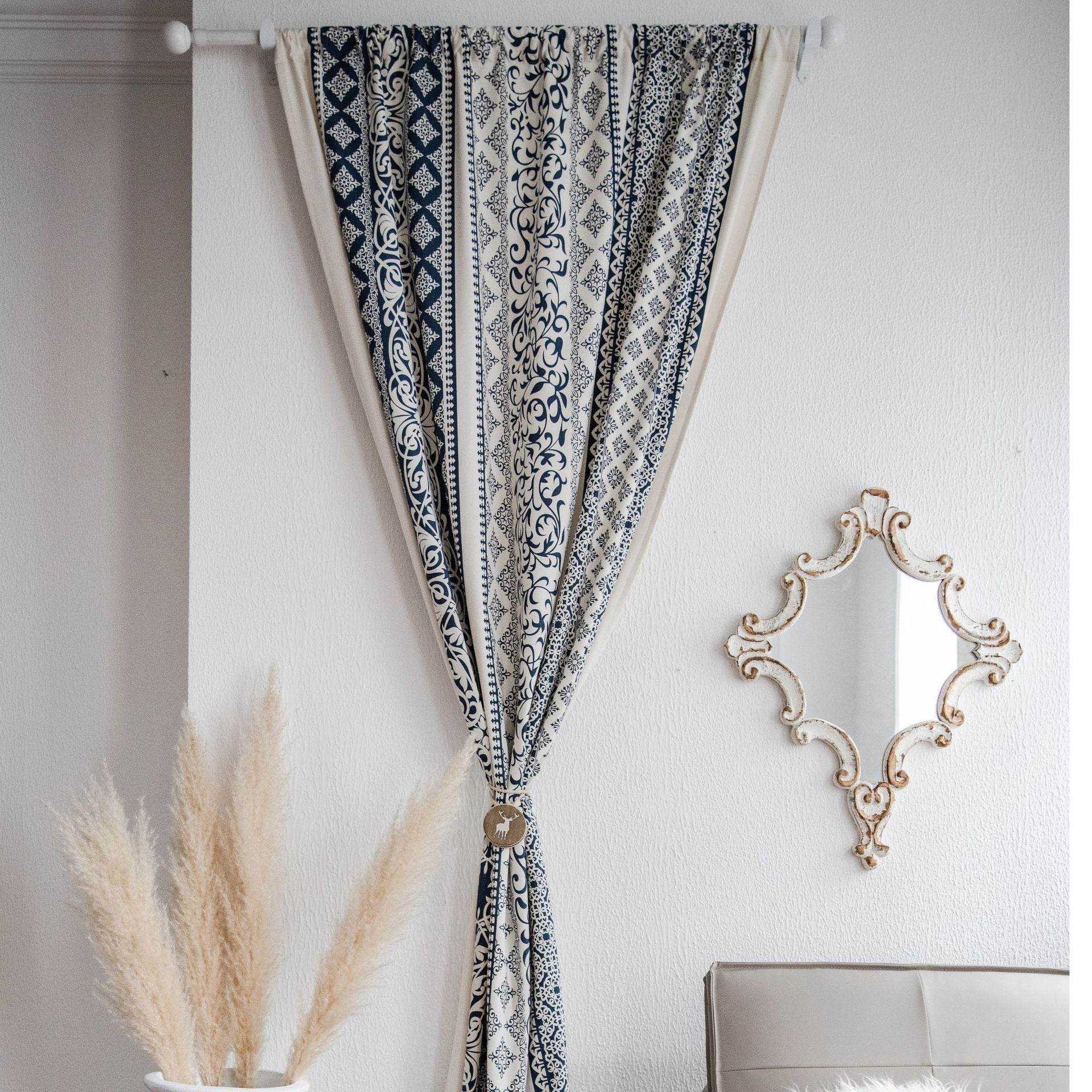 Santorini Blue Stripe Curtain
