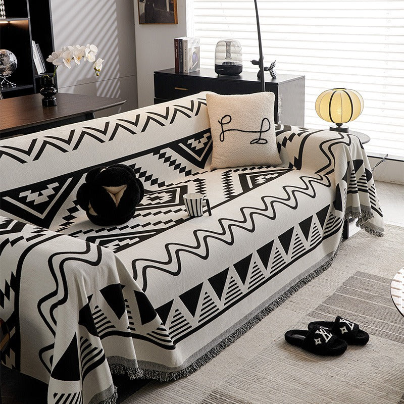 Monochrome Tribal Sofa Cover