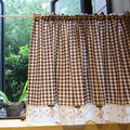 Cherry with Brown Check Cabinet Curtain
