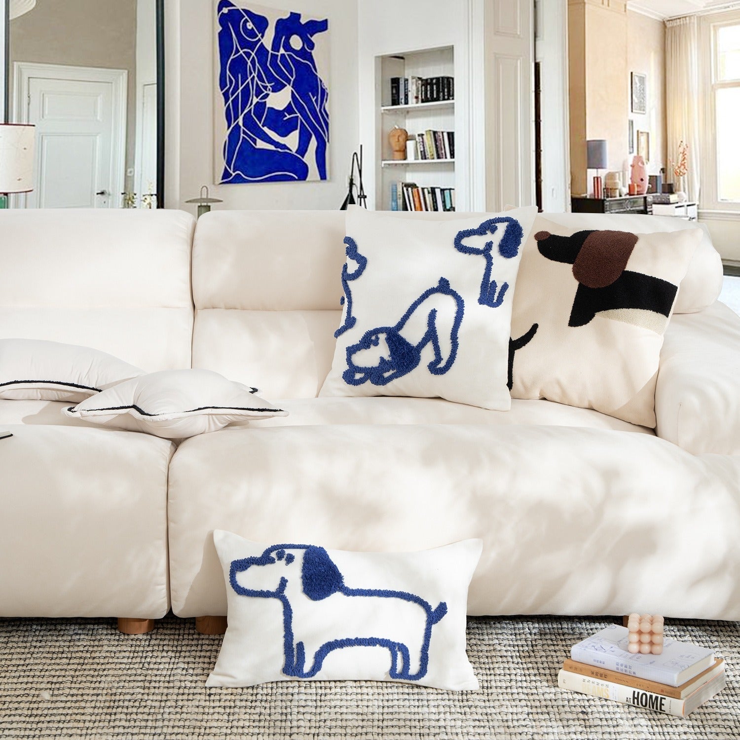 Blue Puppy Line Cushion