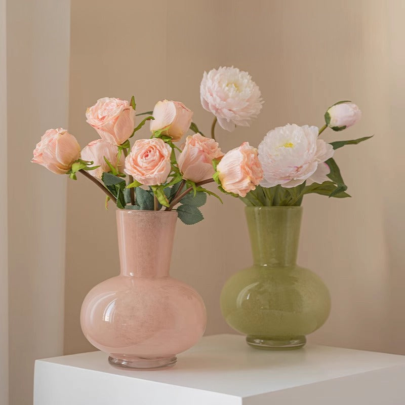 Long Neck Pastel Glass Vase