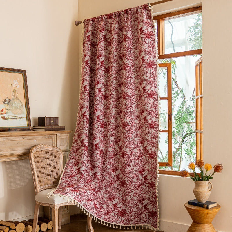 Red Palm Tassel Curtain