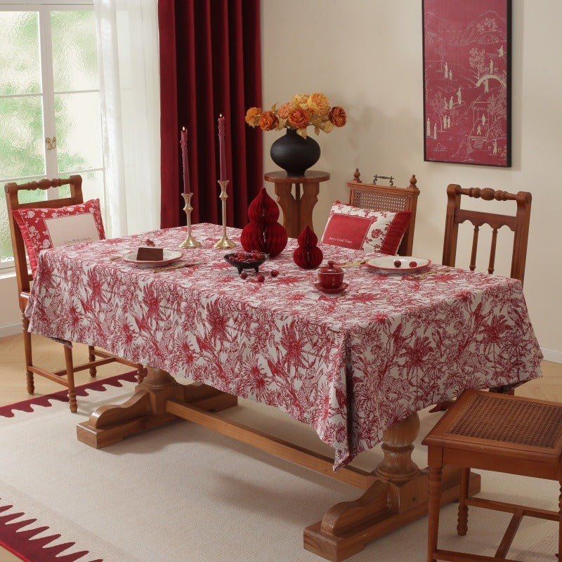 Red Palm Tablecloth