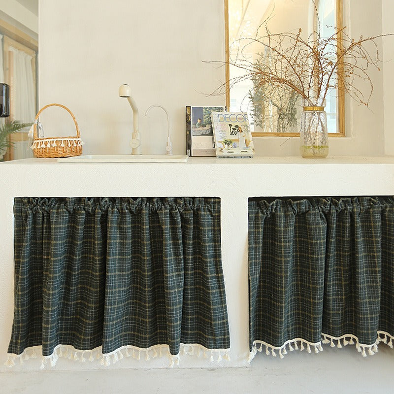 Green Tartan Cabinet Curtain