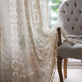 Check Plus Lace Tassel Curtain