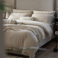 Lace Trim Cotton Linen Bedding Set