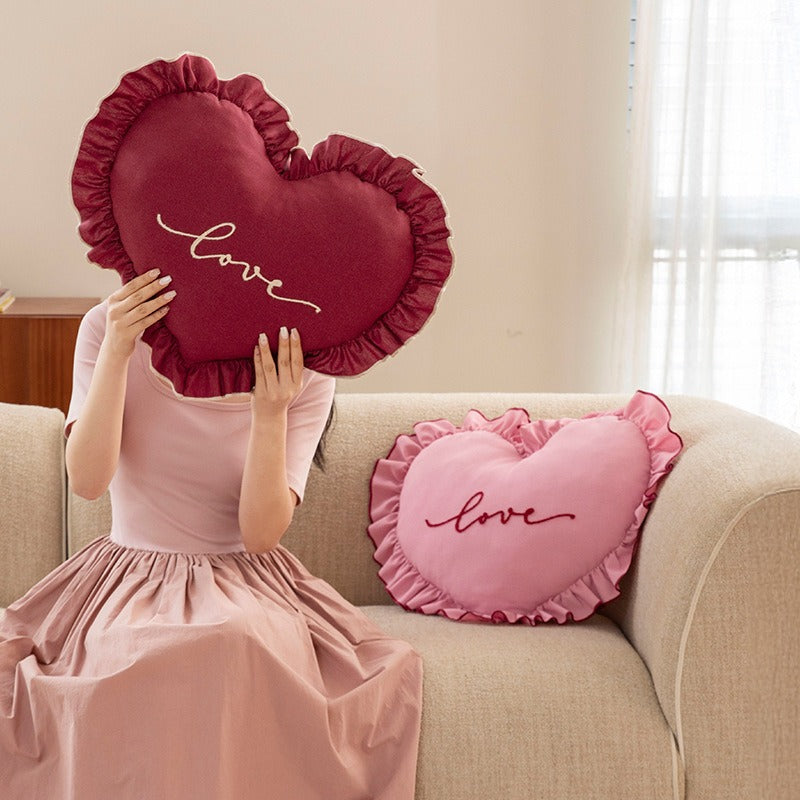 Ruffle Love Heart Cushion