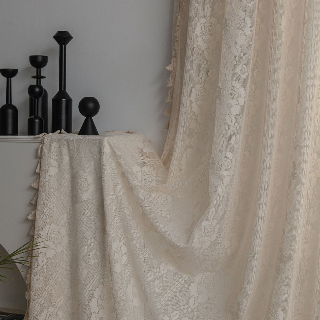 Rose Lace Tassel Curtain