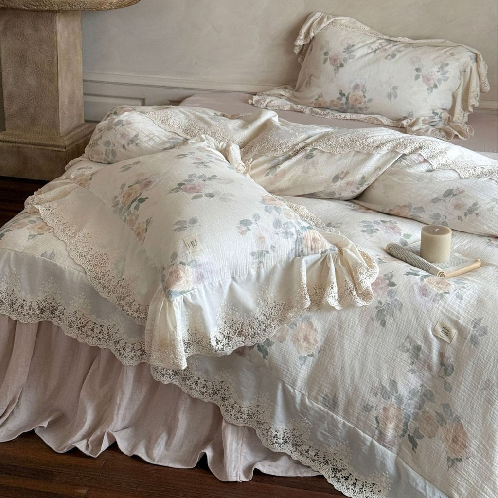 Perpetua Rosy Lace Bedding Set