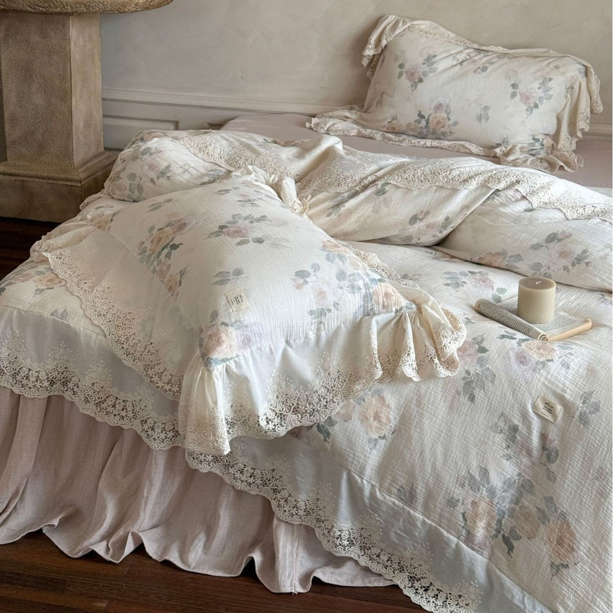 Perpetua Rosy Lace Bedding Set