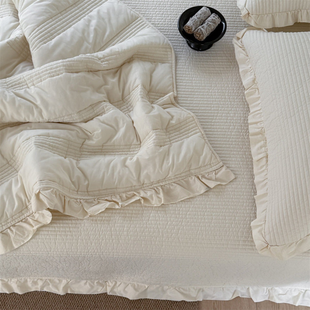 Soft Cream Summer Quilted Blanket