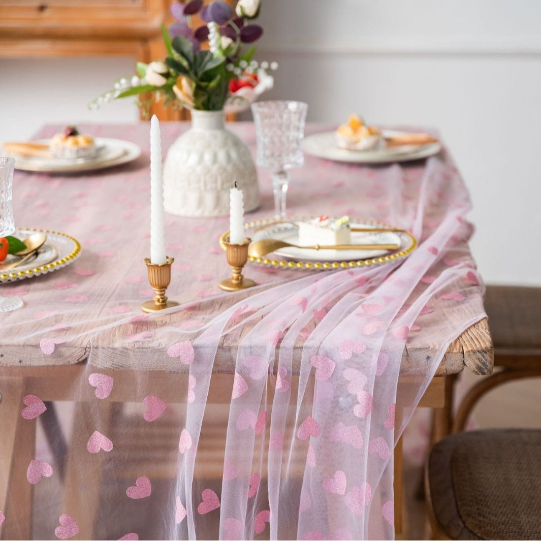 Love Heart Mesh Tablecloth