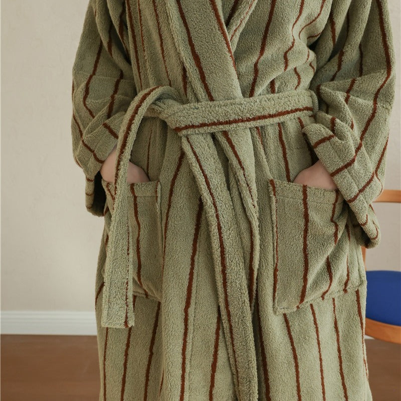 Nostalgic Soft Striped Bathrobe