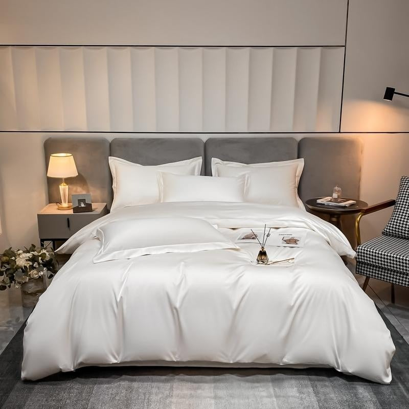 Neo White Silky Egyptian Cotton Bedding Set