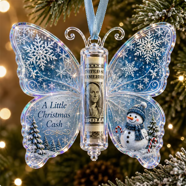 🦋💵 Embossed Butterfly Christmas Cash Gift Ornament – Holiday Money Holder Keepsake 🎄✨
