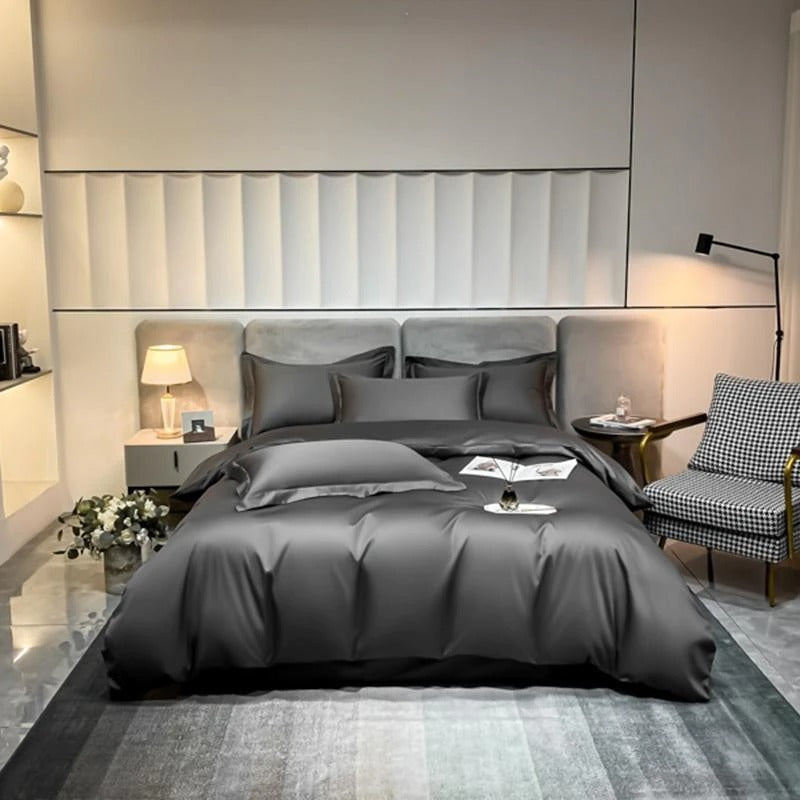 Neo Deep Grey Silky Egyptian Cotton Bedding Set
