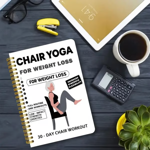 🔥30-Day Chair Yoga Weight Loss Spiral-Bound Notebook & Step-by-Step Exercise Guide - At-Home Fitness Journal
