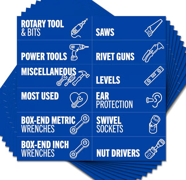 80-Piece Magnetic Toolbox Labels Kit