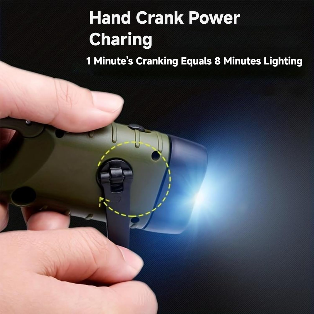 Hand Crank Solar Flashlight - Ultimate Emergency & Outdoor Light