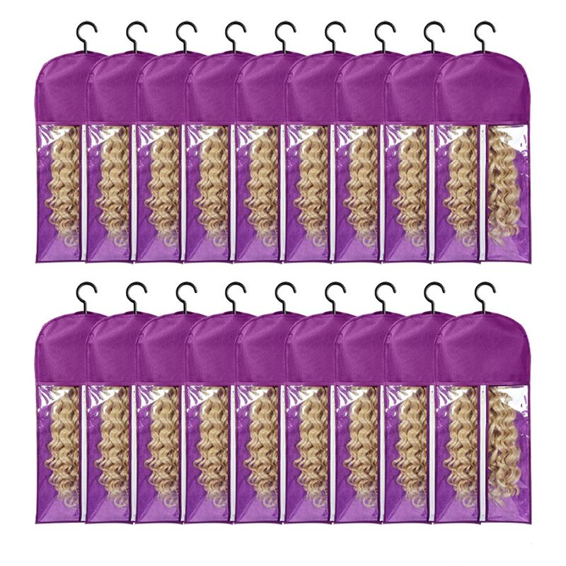 6PCS Wig Storage Bags with Hanger, 23.6" x 11.8"Wig Storage for Multiple Wigs