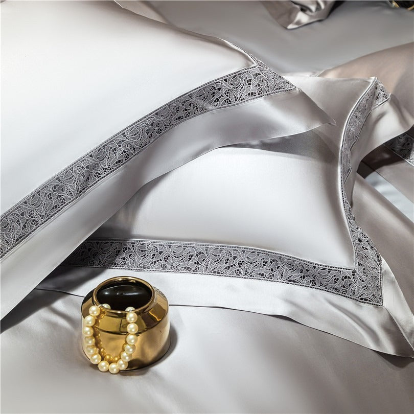 Willa Silver Modern Egyptian Cotton Satin Bedding Set