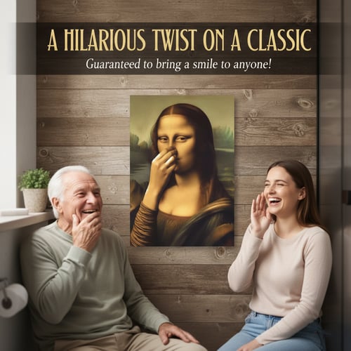 Hot Sale 🔥Holding Nose Bathroom Canvas Art（Frame not included）