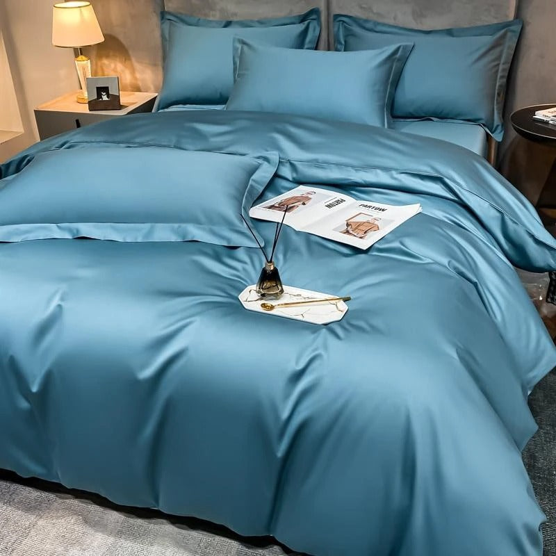 Neo Sky Blue Silky Egyptian Cotton Bedding Set