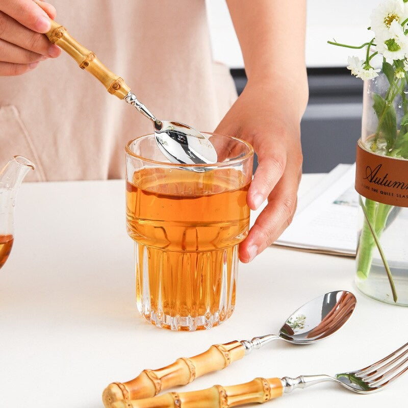 Arashiyama Natural Bamboo Handle Stainless Steel Cutlery Set