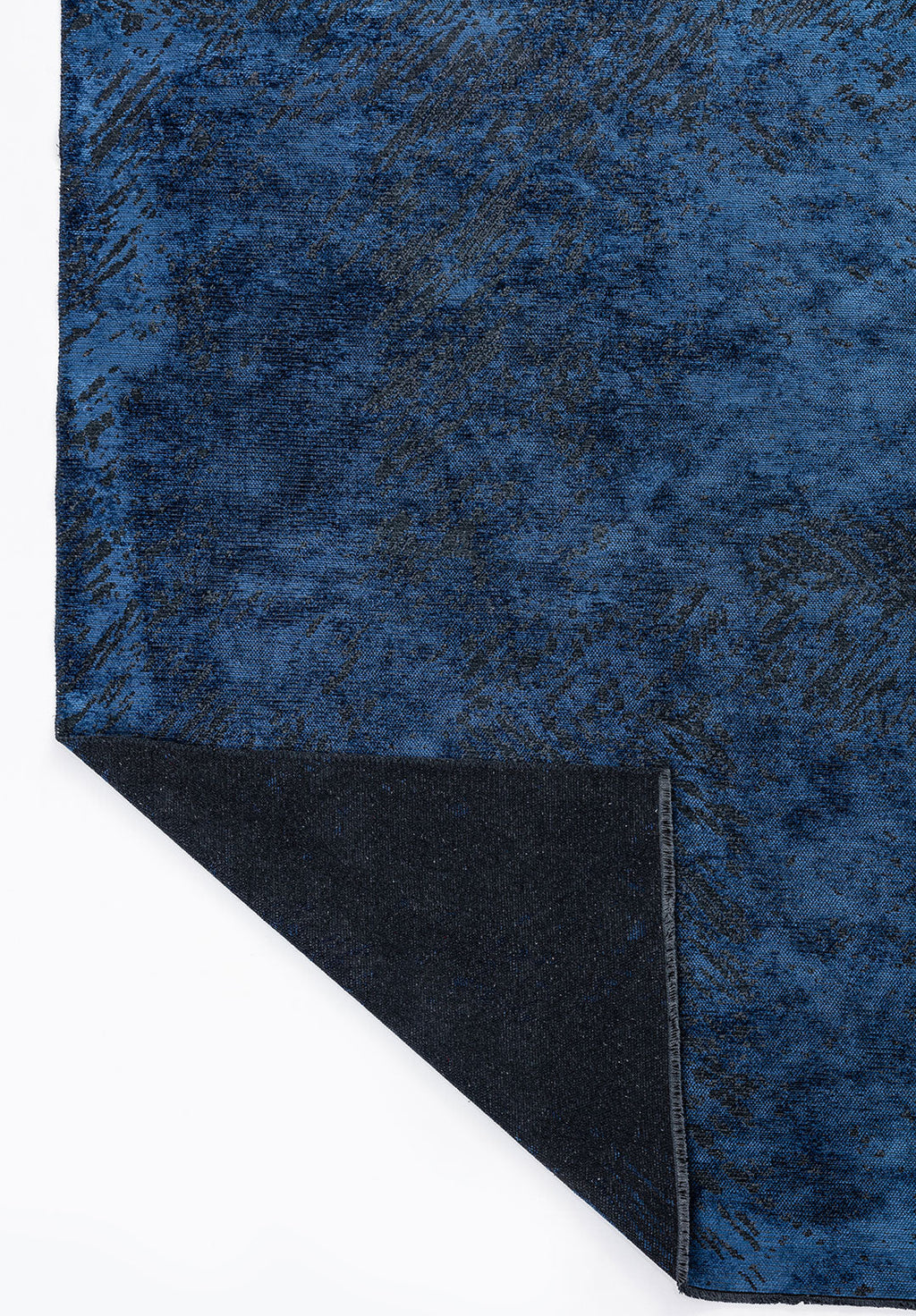 Rustic Navy Blue - Matte Black Rug