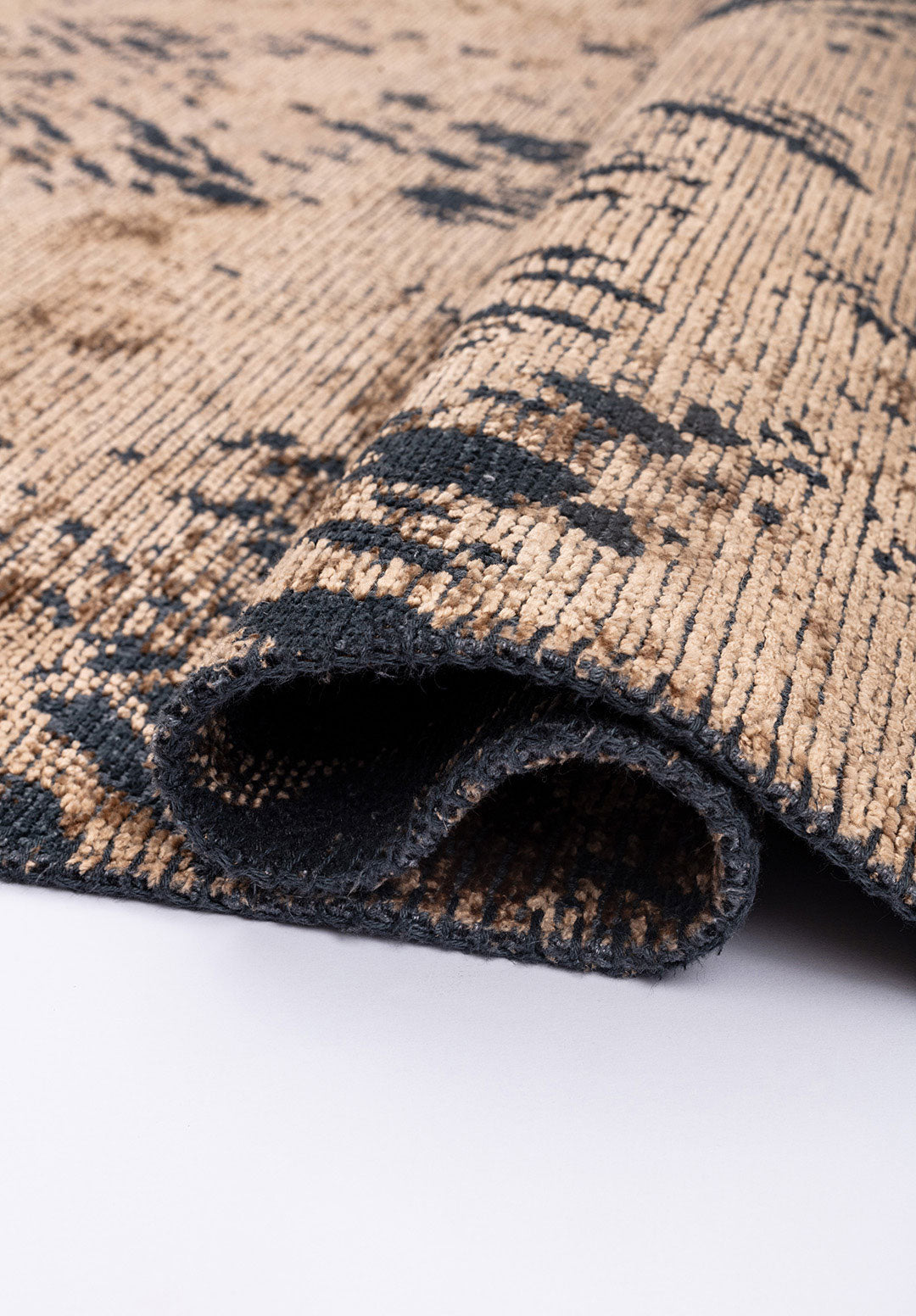 Rustic Dark Beige - Matte Black Rug