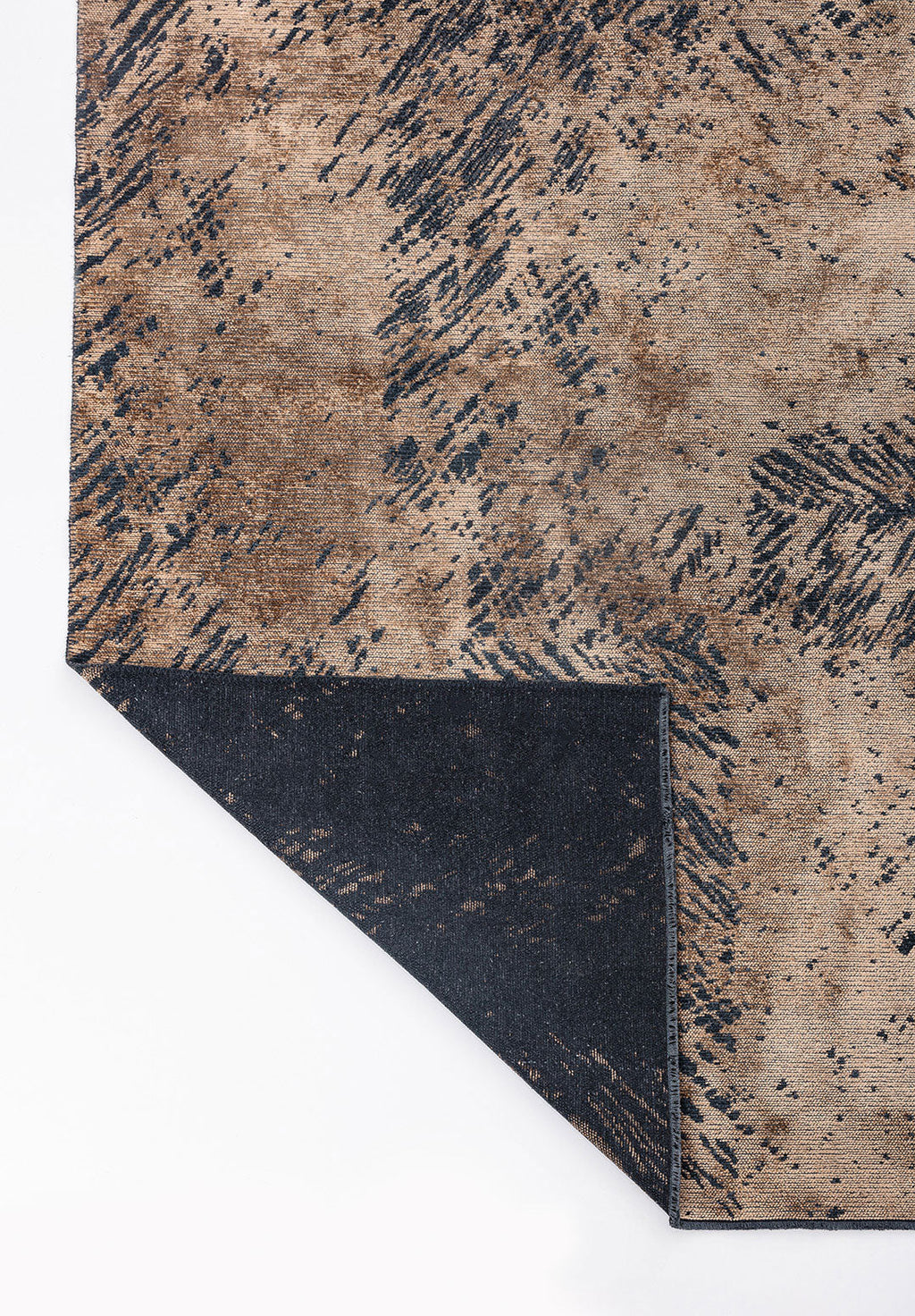 Rustic Dark Beige - Matte Black Rug