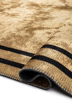 Parallel Border Gold - Black Rug