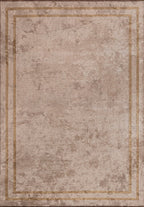 Parallel Border  Beige - Coffee Rug
