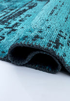 Space Turquoise - Matte Black Rug