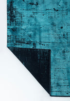 Space Turquoise - Matte Black Rug
