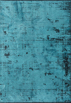 Space Turquoise - Matte Black Rug
