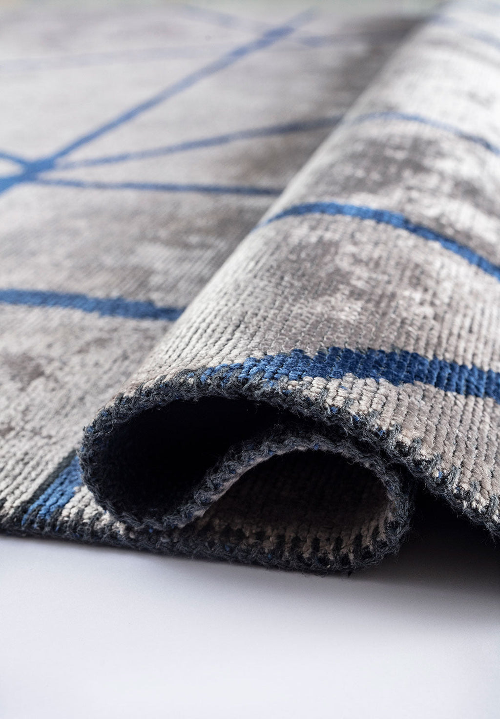 Grid Light Grey - Navy Blue Rug