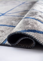 Grid Light Grey - Navy Blue Rug
