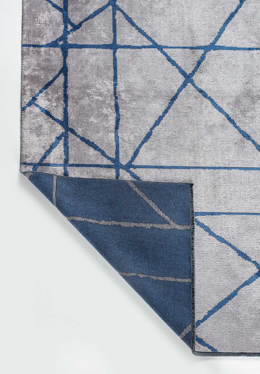 Grid Light Grey - Navy Blue Rug