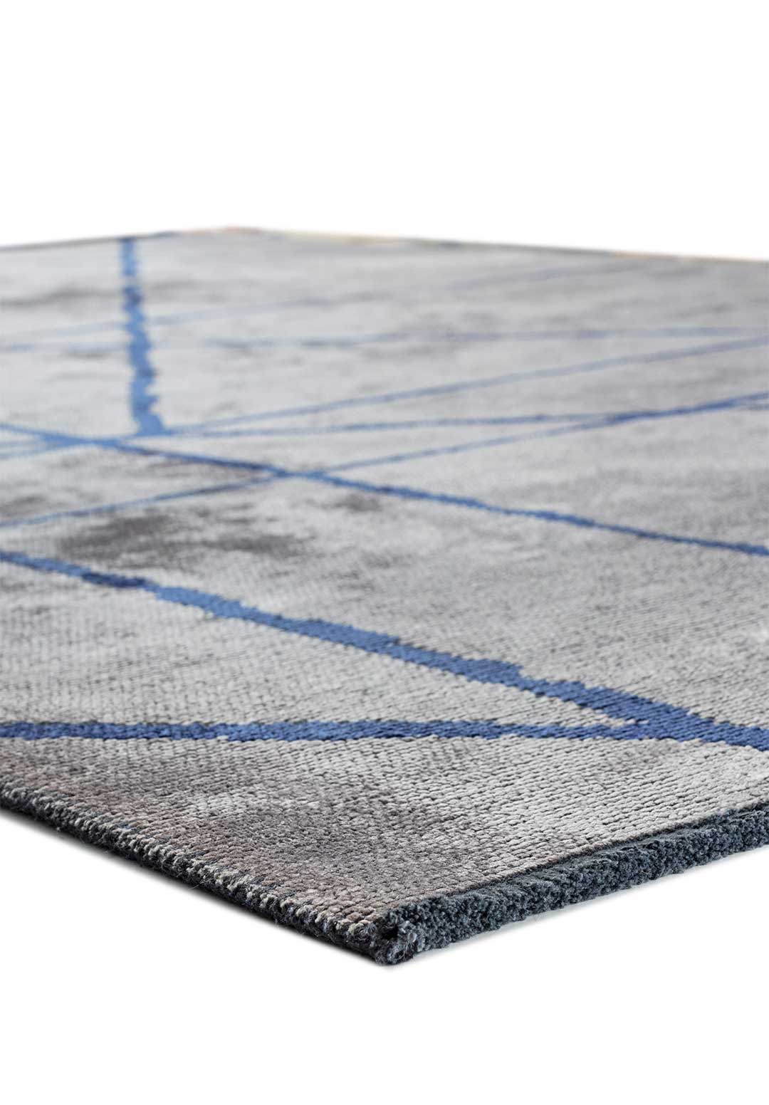 Grid Light Grey - Navy Blue Rug