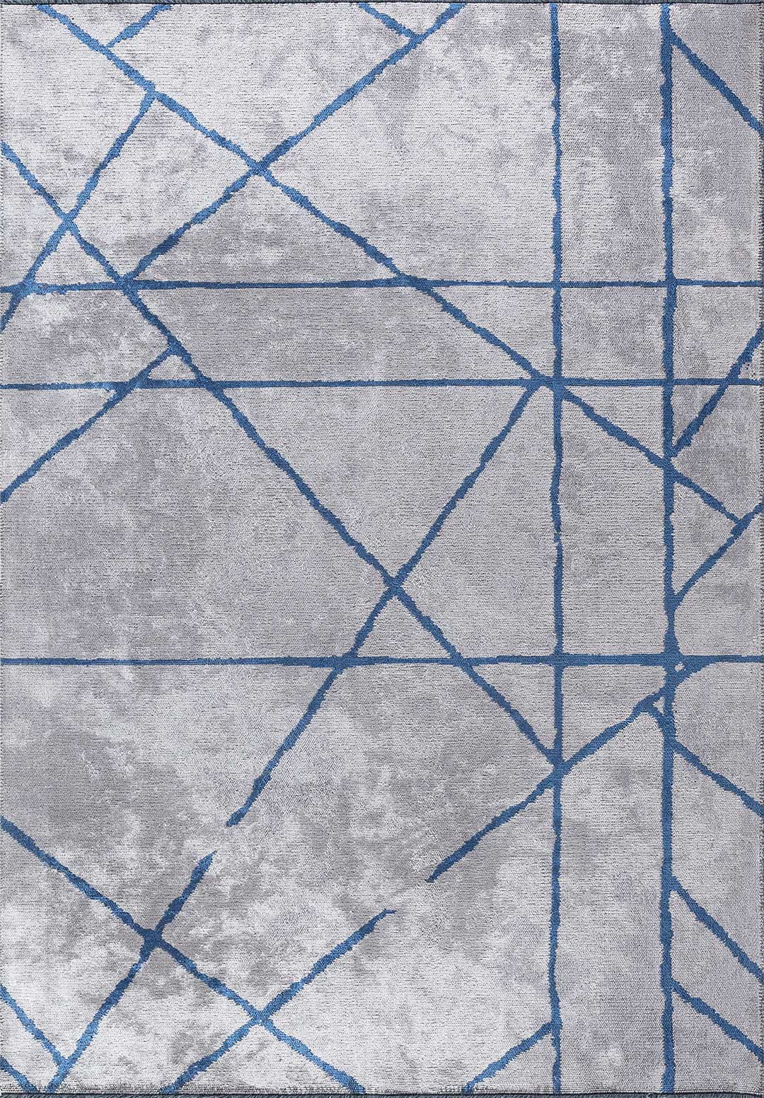 Grid Light Grey - Navy Blue Rug