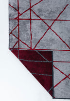Grid Light Grey - Red Rug