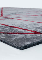 Grid Light Grey - Red Rug