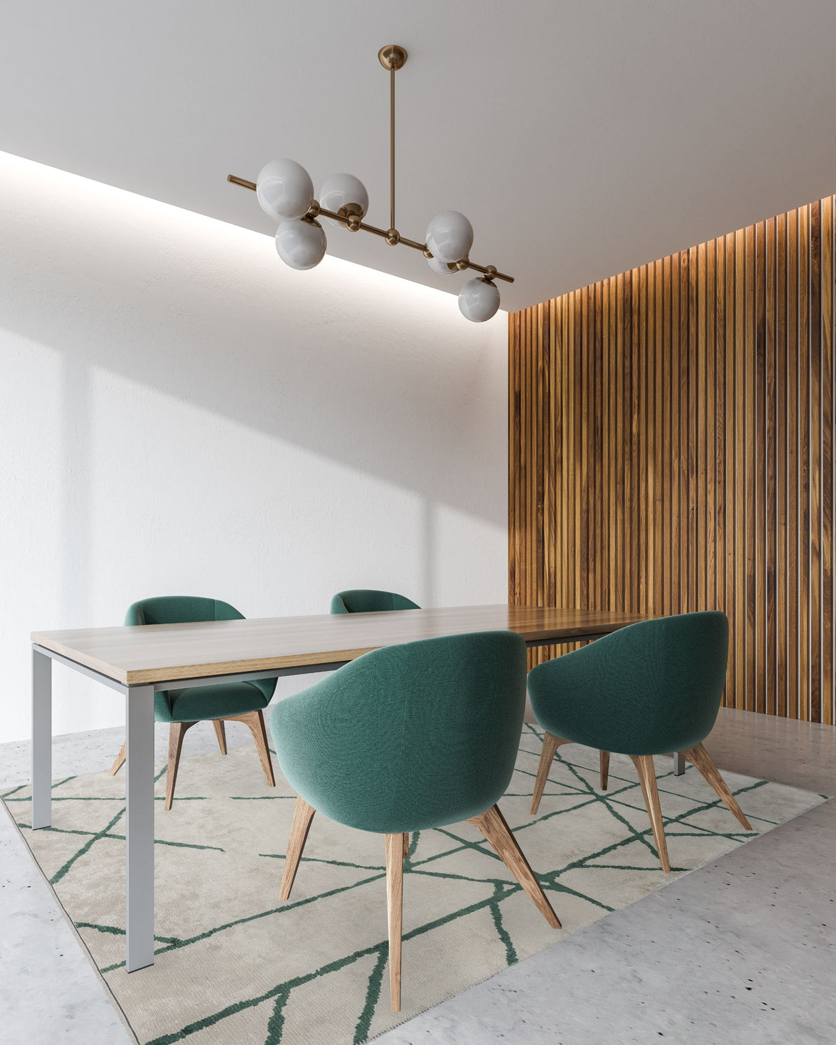 Grid Ecru - Dark Green Rug