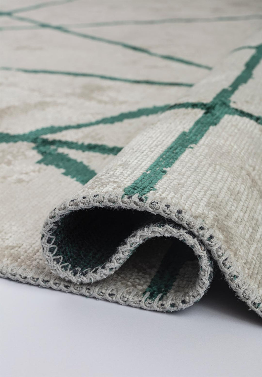 Grid Ecru - Dark Green Rug