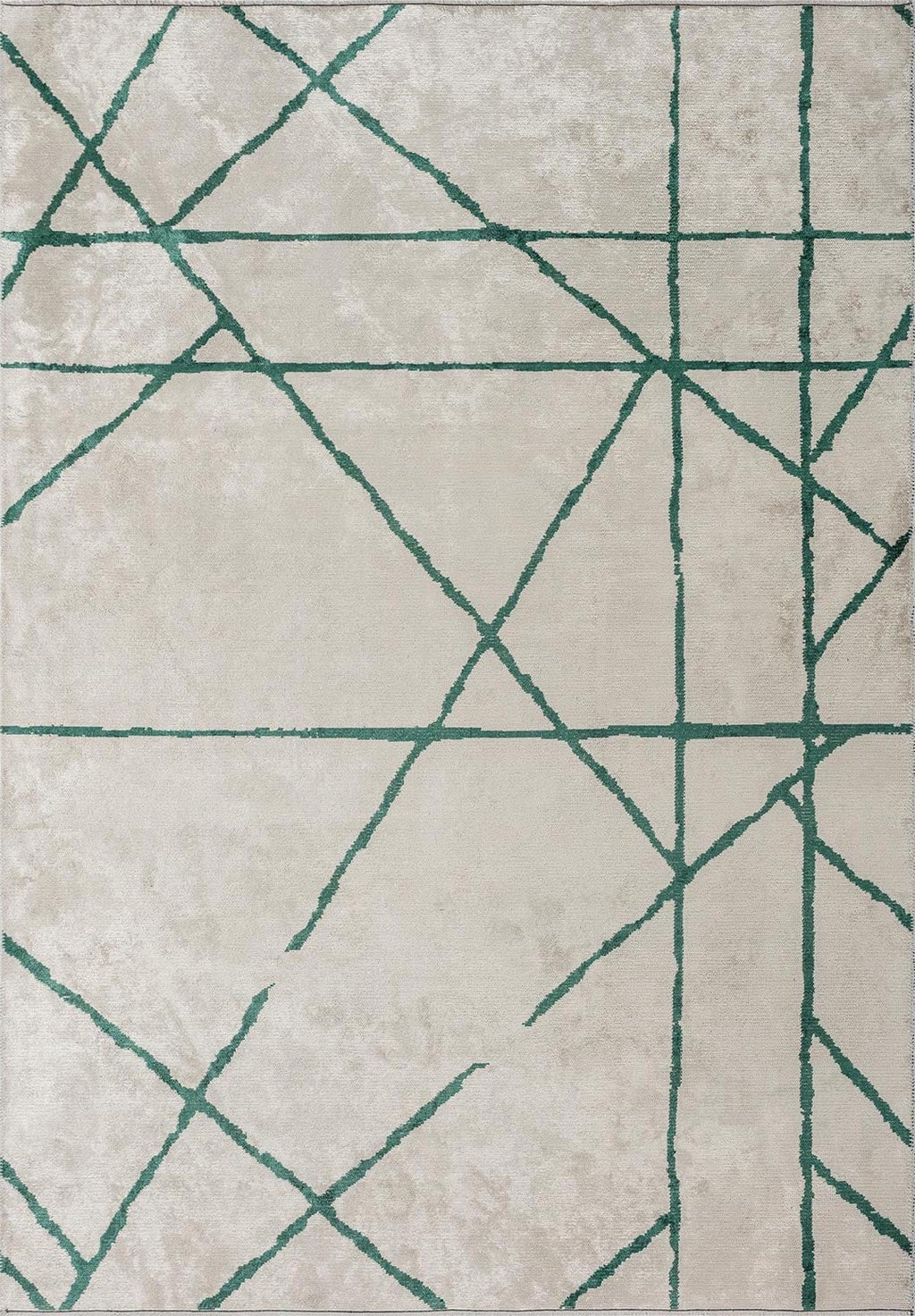Grid Ecru - Dark Green Rug